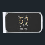 応援から50年モダンのブラックと金ゴールド シルバー マネークリップ<br><div class="desc">グリッターモダンブラックと金ゴールド50歳の誕生日プレゼント。コレクションのエレガント一部スタイリッシュ。</div>
