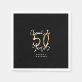 応援から50年モダンのブラックと金ゴールド スタンダードカクテルナプキン (正面)