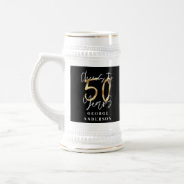 応援から50年モダンのブラックと金ゴールド ビールジョッキ