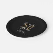 応援から50年モダンのブラックと金ゴールド ペーパープレート (アングル)