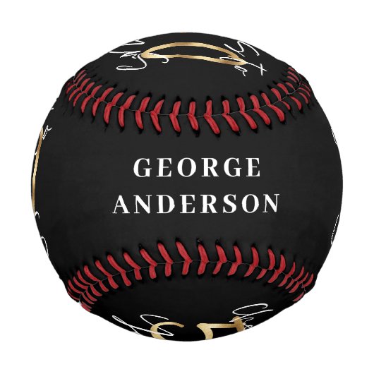 応援から50年モダンのブラックと金ゴールド 野球ボール (正面)