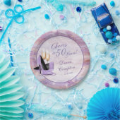 応援から50年ラベンダー金ゴールド誕生日 ペーパープレート (パーティー)