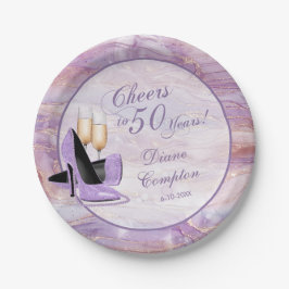 応援から50年ラベンダー金ゴールド誕生日 ペーパープレート