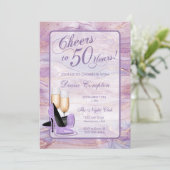 応援から50年ラベンダー金ゴールド誕生日 招待状 (スタンド正面)