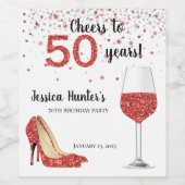 応援から50年レッドグリッターワインカスタム ワインラベル (シングルラベル)