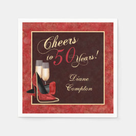 応援から50年レッド金ゴールドブラック スタンダードカクテルナプキン