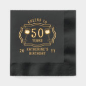 応援から50年ワイングラス誕生日名 箔ナプキン (正面)
