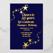 応援から50年海軍と金ゴールドスター誕生日 箔招待状 (正面)