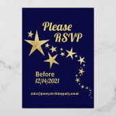 応援から50年海軍と金ゴールドスター誕生日 箔招待状 (裏面)