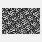 応援から50年誕生日シルバーブラック ラッピングペーパーシート (正面3)