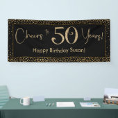 応援から50年誕生日ブラック(金ゴールド紙吹雪付き) 横断幕 (トレードショー)