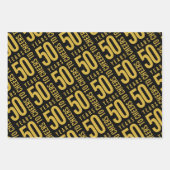 応援から50年誕生日金ゴールドブラック ラッピングペーパーシート (正面2)