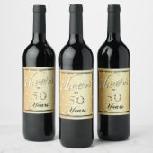 応援から50年金ゴールドサテングリッタースパークル ワインラベル (ボトル)