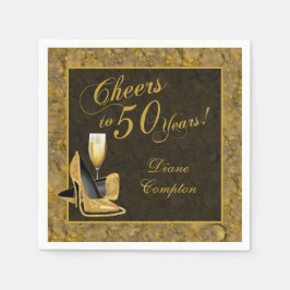 応援から50年金ゴールドブラック スタンダードカクテルナプキン