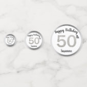 応援から50年銀パーソナライズされたグリッター コンフェッティ (裏面)