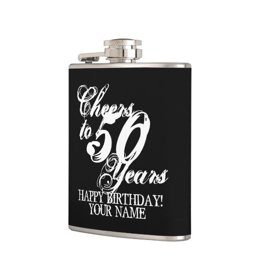 応援から50年間のカスタム誕生日贈与お尻 フラスク (左)