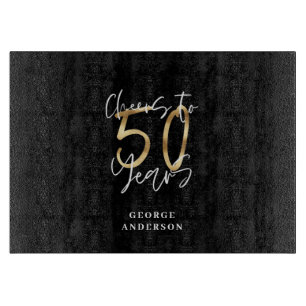 応援から50年間のモダン黒と金ゴールド カッティングボード