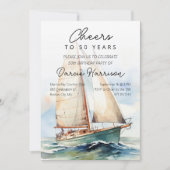 応援から50年Sailboat誕生日パーティー 招待状 (正面)