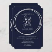 応援から50歳の誕生日パーティー海軍シルバー 招待状 (正面/裏面)