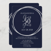 応援から50歳の誕生日パーティー海軍シルバー 招待状 (正面/裏面)