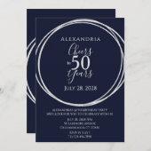 応援から50歳の誕生日パーティー海軍シルバー 招待状 (正面/裏面)