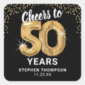 応援から50歳まで大人誕生日 スクエアシール (正面)