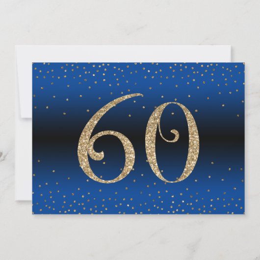 応援から60年サプライズ誕生日金ゴールドとブルー 招待状 (裏面)