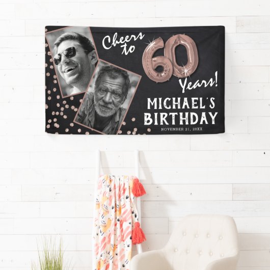 応援から60年バラ金ゴールド2写真誕生日 横断幕 (インサイチュ)