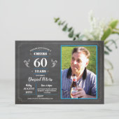 応援から60年誕生日チョーク素朴写真 招待状 (スタンド正面)