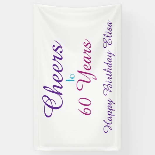 応援から60年間の誕生日のパーソナライズ 横断幕 (縦)