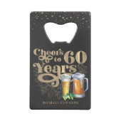 応援から60年| パーソナライズされたヴィンテージボトル クレジットカード栓抜き (裏面)