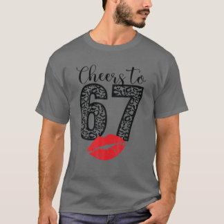 応援から67年リップハッピーバースデーレオパードBor Tシャツ