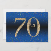 応援から70年サプライズ誕生日金ゴールドとブルー 招待状 (裏面)