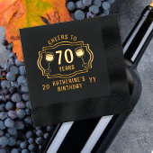 応援から70年ワイングラス誕生日名 箔ナプキン