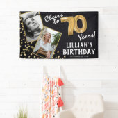 応援から70年金ゴールドバルーン2フォト誕生日 横断幕 (インサイチュ)