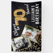 応援から70年金ゴールドバルーン2フォト誕生日 横断幕 (縦)