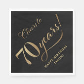 応援から70誕生日グリッターブラックと金ゴールド スタンダードランチョンナプキン (正面)