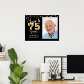 応援から75年の誕生日写真ウェルカムサイン ポスター (ホームオフィス)