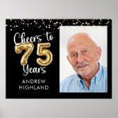 応援から75年の誕生日写真ウェルカムサイン ポスター (正面)