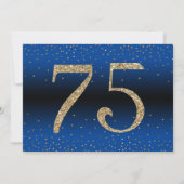 応援から75年サプライズ誕生日金ゴールドとブルー 招待状 (裏面)