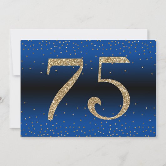 応援から75年サプライズ誕生日金ゴールドとブルー 招待状 (裏面)