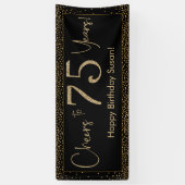 応援から75年誕生日ブラック(金ゴールド紙吹雪付き) 横断幕 (縦)