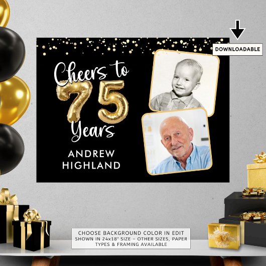 応援から75年誕生日2写真ウェルカムサイン ポスター