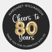 応援から80年スクリプトバルーンありがとう ラウンドシール (正面)