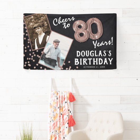 応援から80年バラ金ゴールド2写真誕生日 横断幕 (インサイチュ)