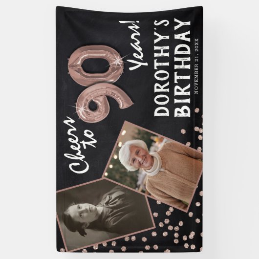 応援から80年バラ金ゴールド2写真誕生日 横断幕 (縦)