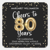 応援から80年誕生日差出人住所 スクエアシール (正面)