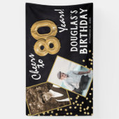 応援から80年金ゴールドバルーン2フォト誕生日 横断幕 (縦)