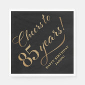 応援から85誕生日グリッターブラックと金ゴールド スタンダードランチョンナプキン (正面)