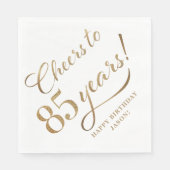 応援から85誕生日グリッターホワイトおよび金ゴールド スタンダードランチョンナプキン (正面)